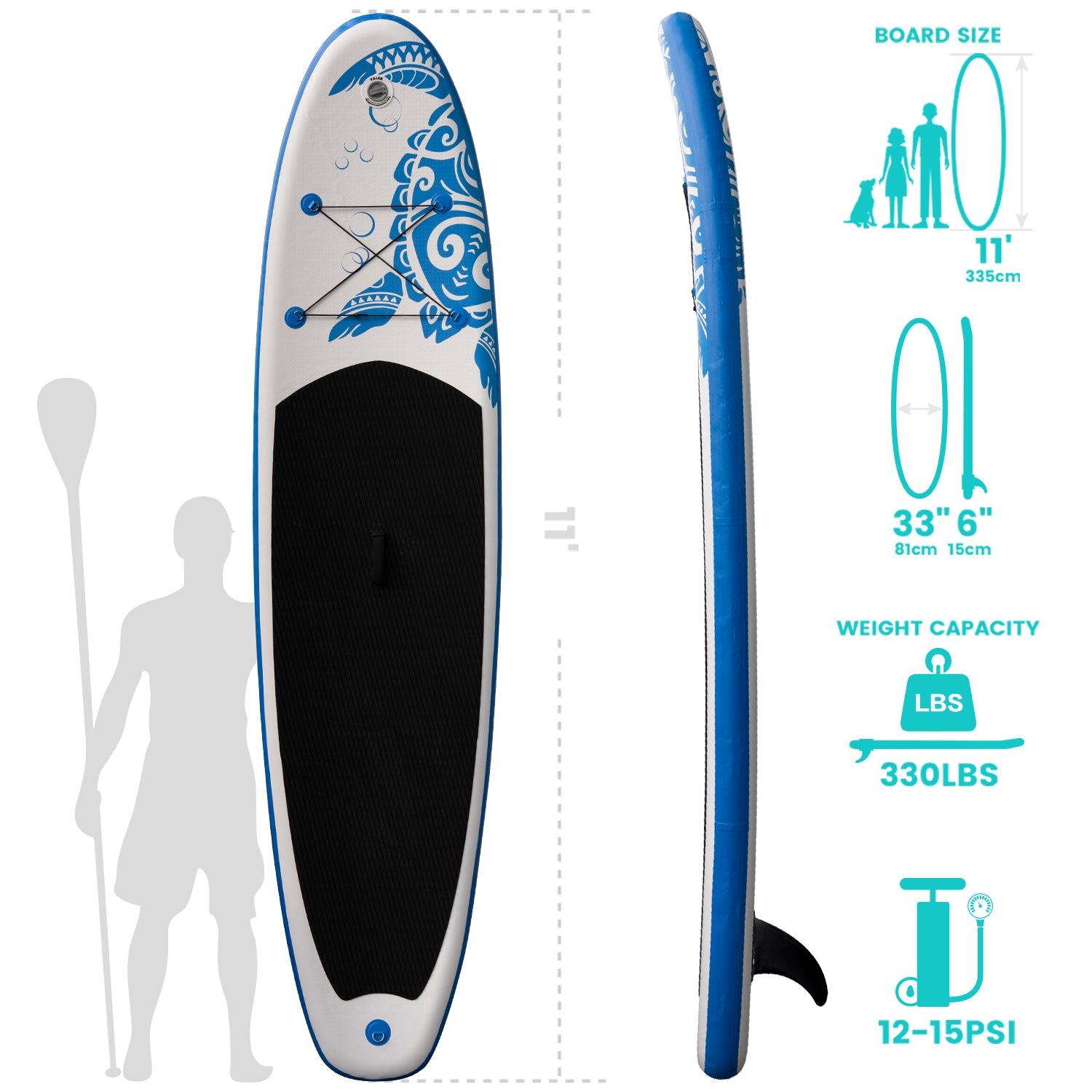 Opblaasbaar supboard met premium accessoires en draagtas
