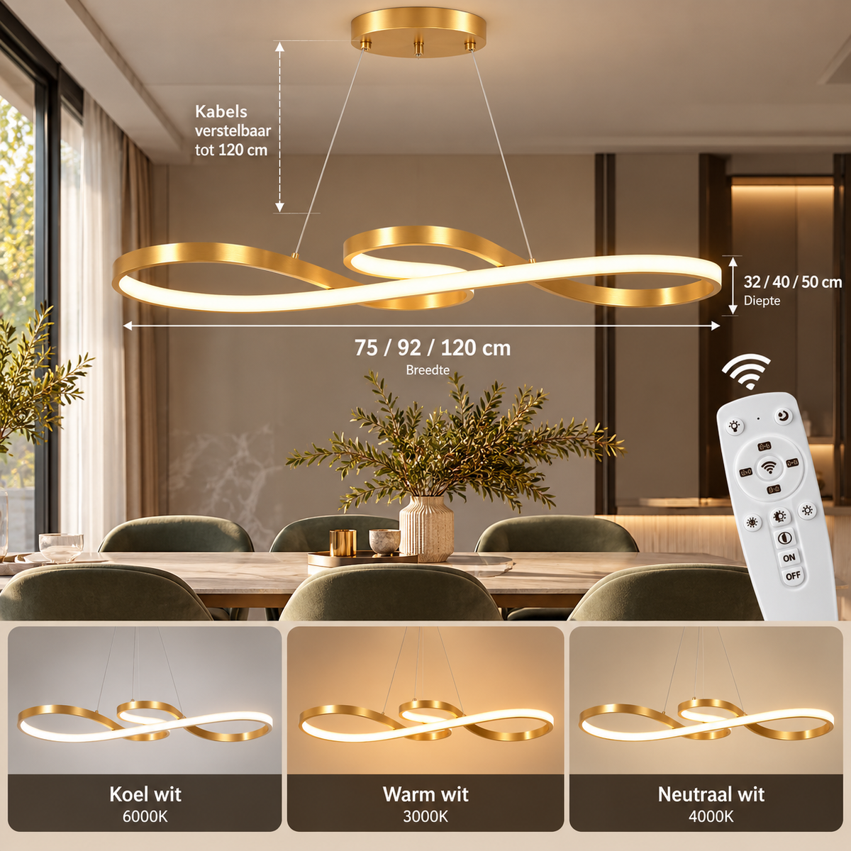 Moderne LED Hanglamp Ringen – Verstelbaar en Dimbaar