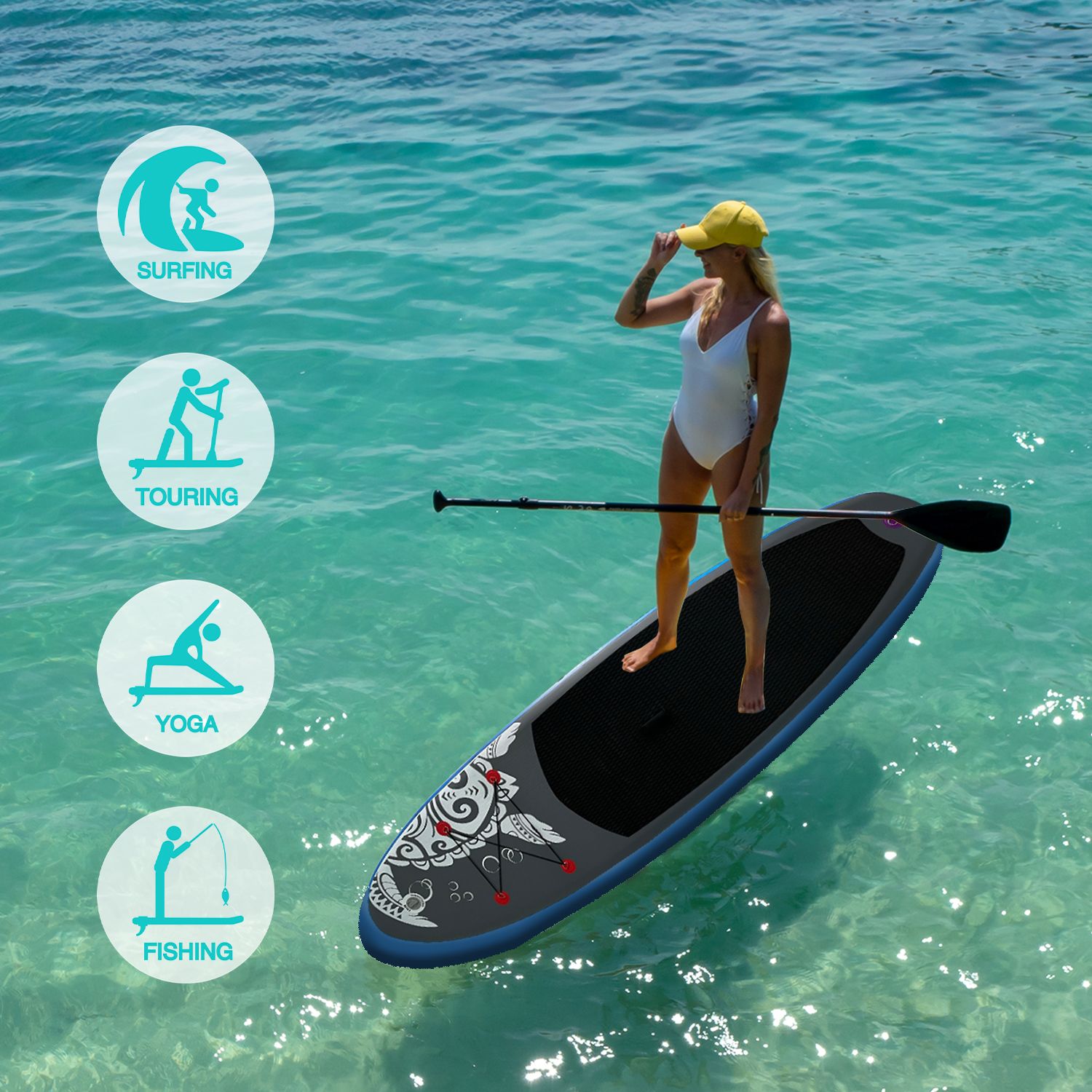 Opblaasbaar supboard met premium accessoires en draagtas