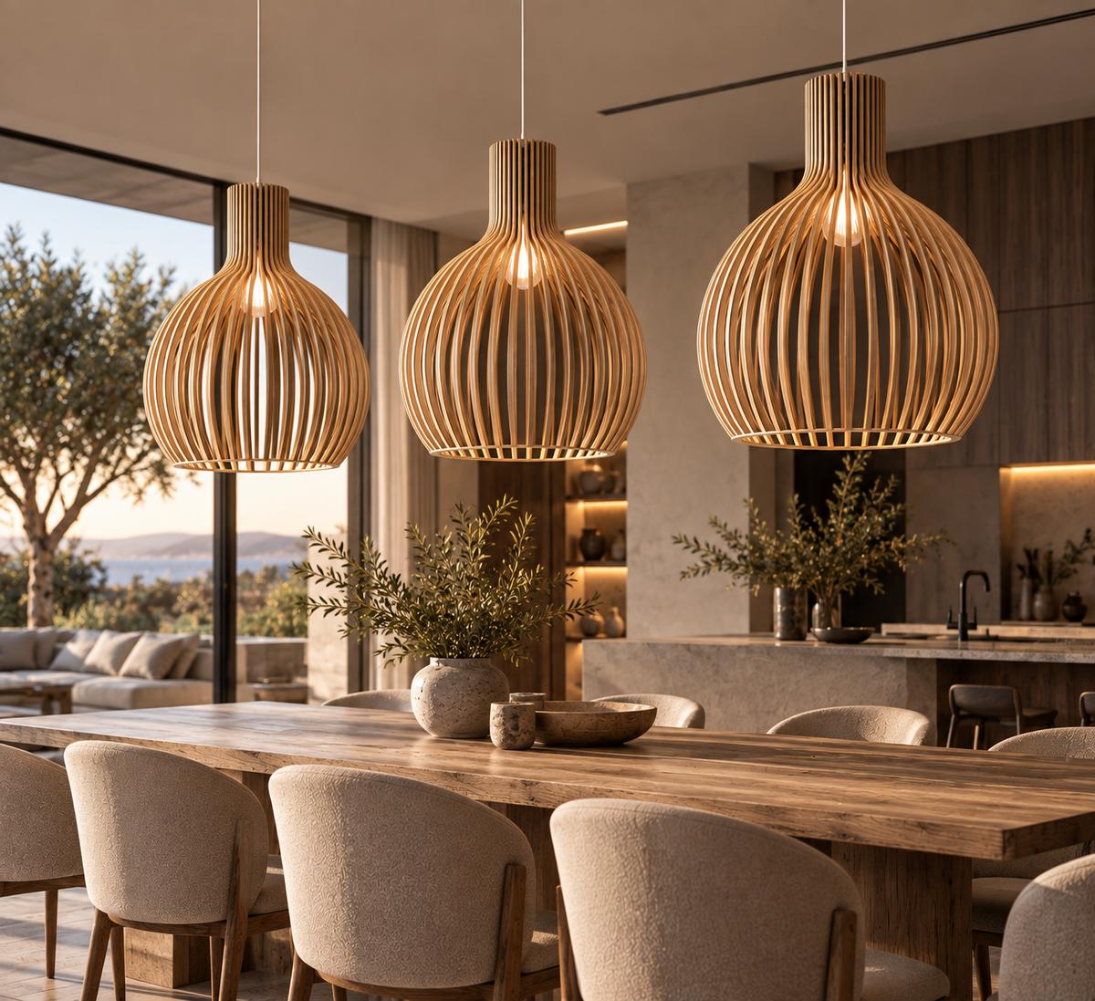 Houten kooi Hanglamp in landelijke stijl
