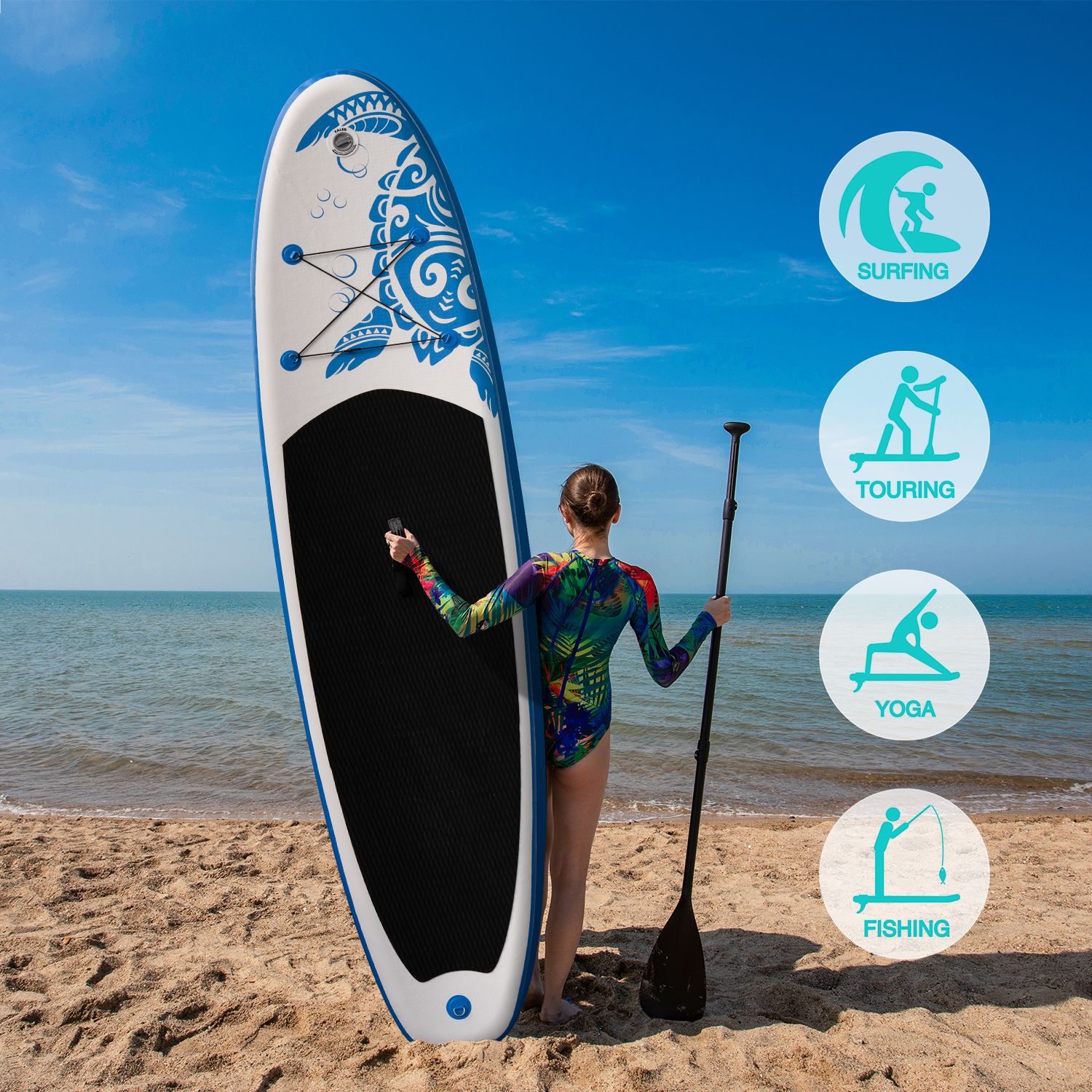 Opblaasbaar supboard met premium accessoires en draagtas