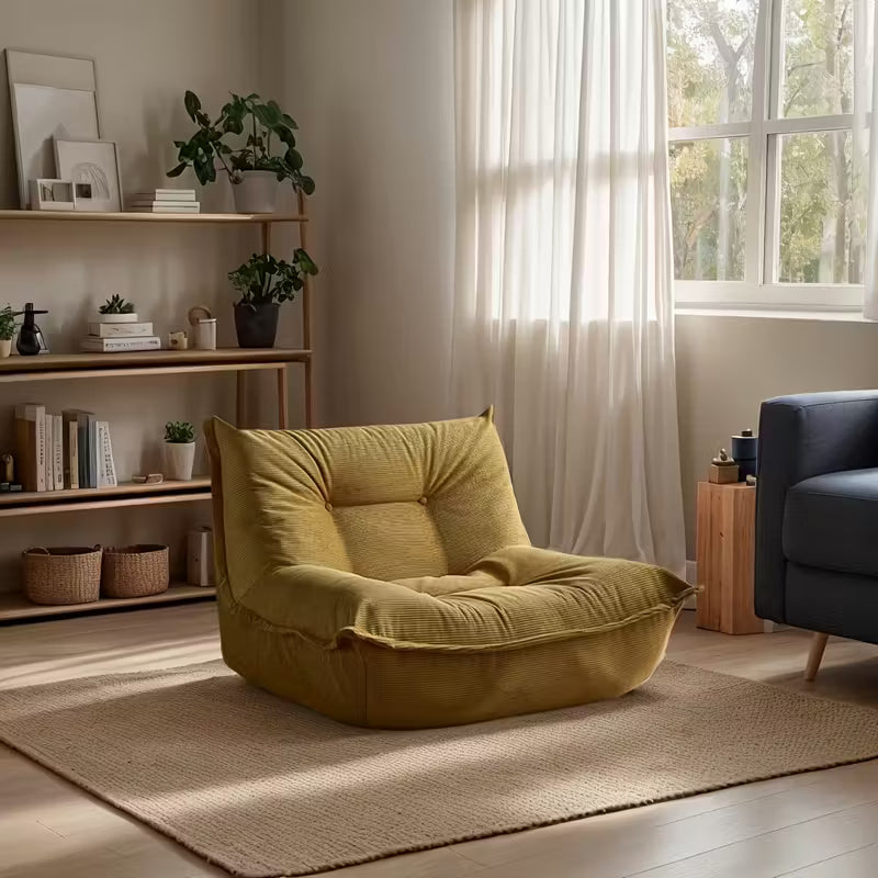 Luxuriöser Loungesessel aus olivgrünem Cord