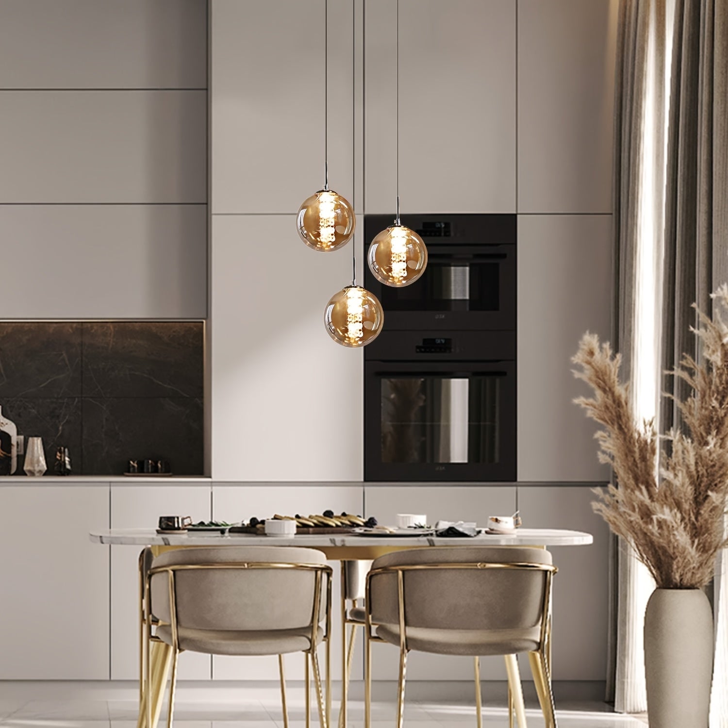 Moderne Glas-Pendelleuchte – Höhenverstellbarer Esstisch-Kronleuchter