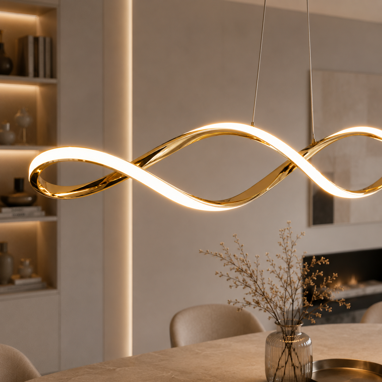 Moderne eettafel hanglamp Gekrulde LED Design