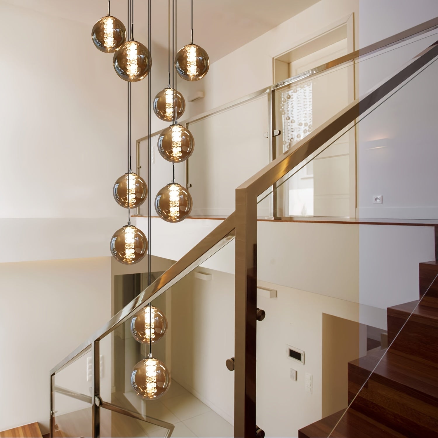 Moderne Glas-Pendelleuchte – Höhenverstellbarer Esstisch-Kronleuchter