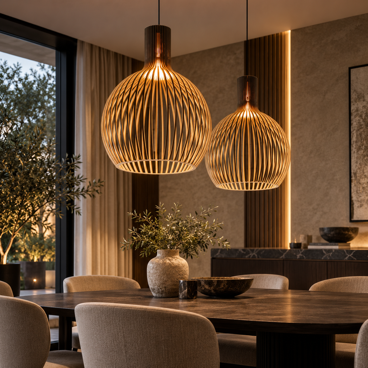 Houten kooi Hanglamp in landelijke stijl