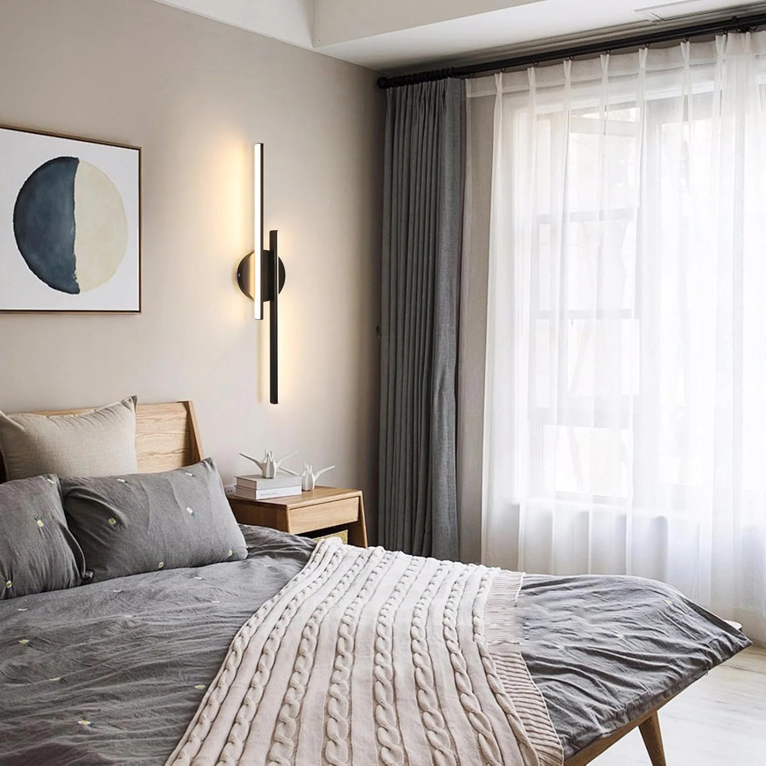 LED Wandlamp 24W Modern – Warm Wit 3000K | Zwarte Aluminium Wandlamp