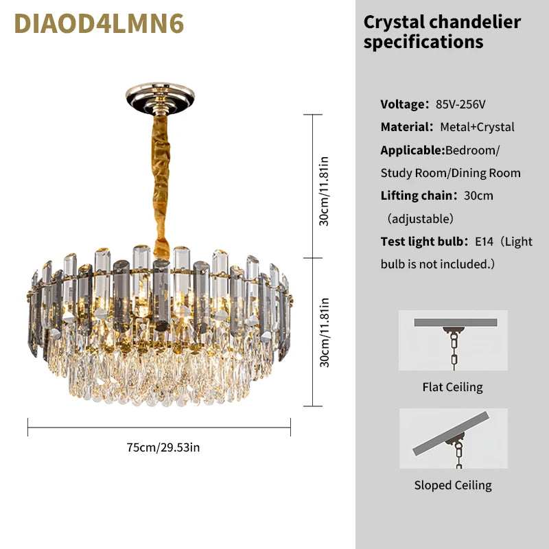 Luxe K9 Kristallen Kroonluchter – Goud Ronde LED Plafondlamp