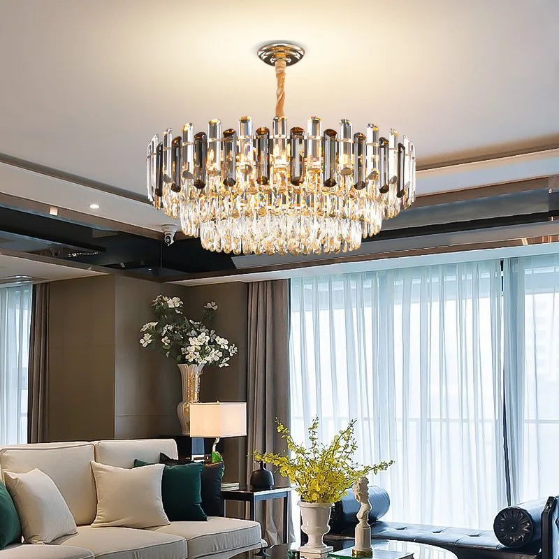 Luxe K9 Kristallen Kroonluchter – Goud Ronde LED Plafondlamp