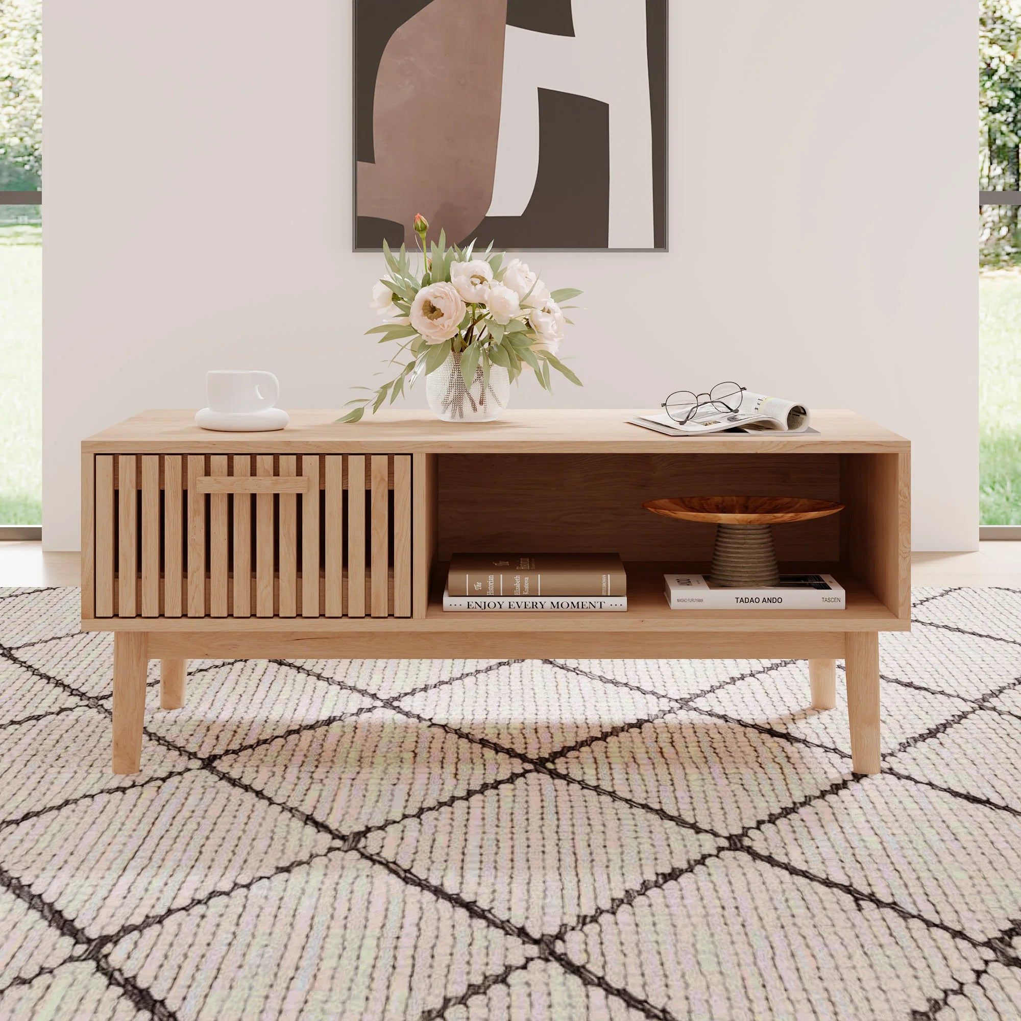 Salontafel van massief hout - Natuurlijke lage bijzettafel voor de woonkamer