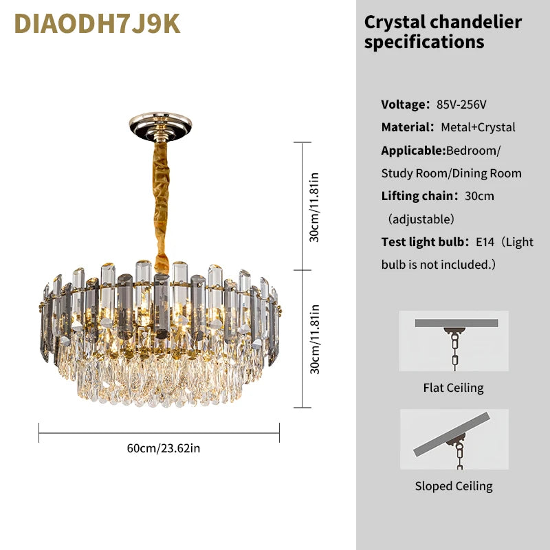 Luxe K9 Kristallen Kroonluchter – Goud Ronde LED Plafondlamp