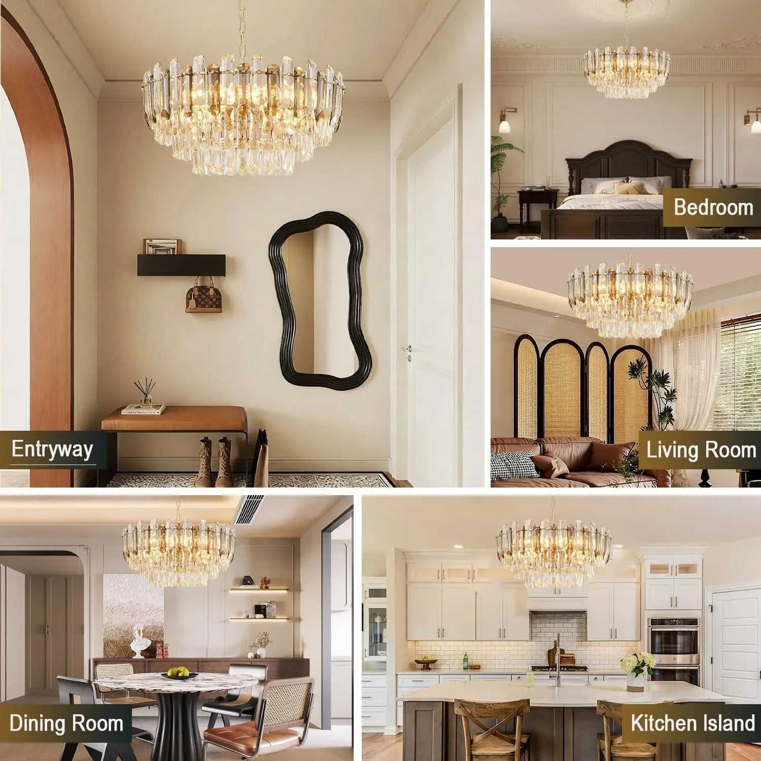Luxe K9 Kristallen Kroonluchter – Goud Ronde LED Plafondlamp