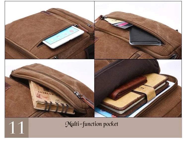 Vintage Canvas Backpack Men Large Capacity Travel Shoulder Bag High Quality Fashion Students Bag Male notebook Laptop Backpack