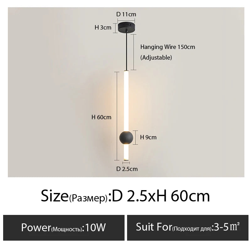 Minimalistische hanglamp naast het bed - moderne LED-lamp met één kop