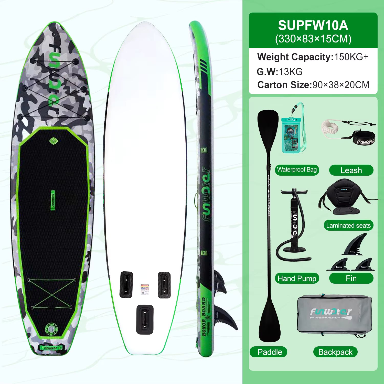 Opblaasbaar supboard met premium accessoires en draagtas