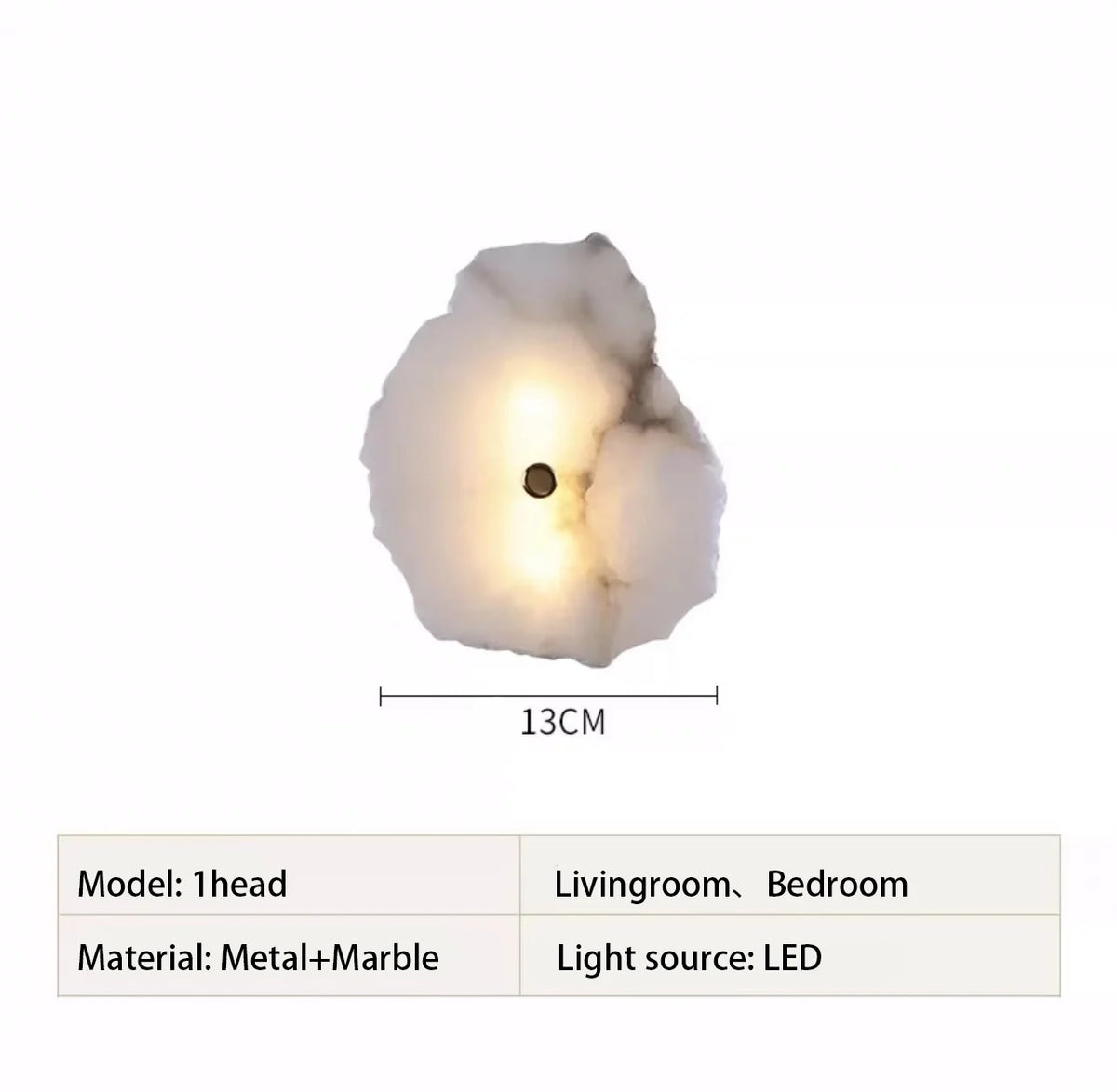 LED-wandlamp van marmer en koper