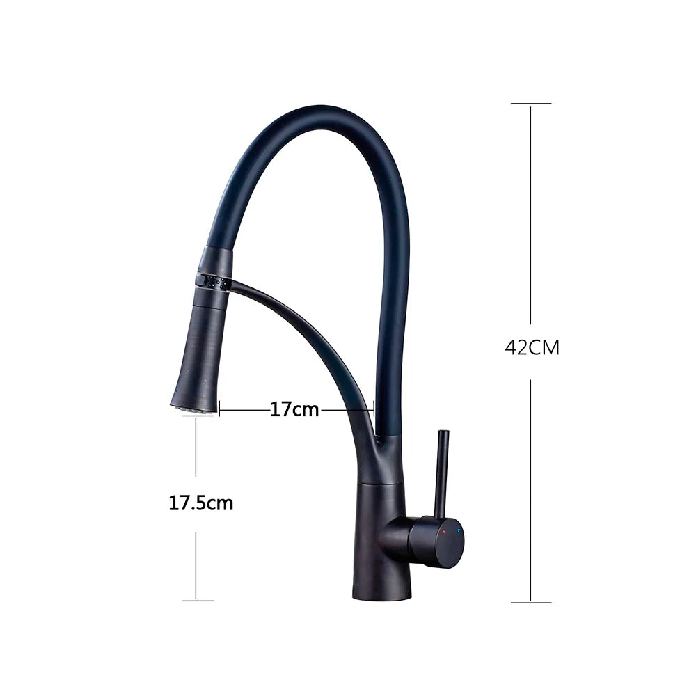 Matte Black Kitchen Faucet – Pull-Down Swivel Spout | Deck Mounted Mixer Tap
