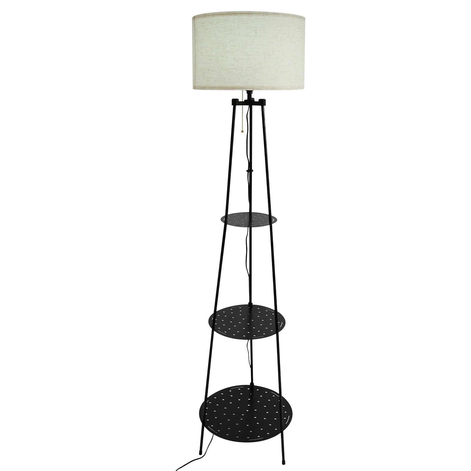Moderne staande lamp met 3-laags plank - E27 staande lamp met opbergruimte