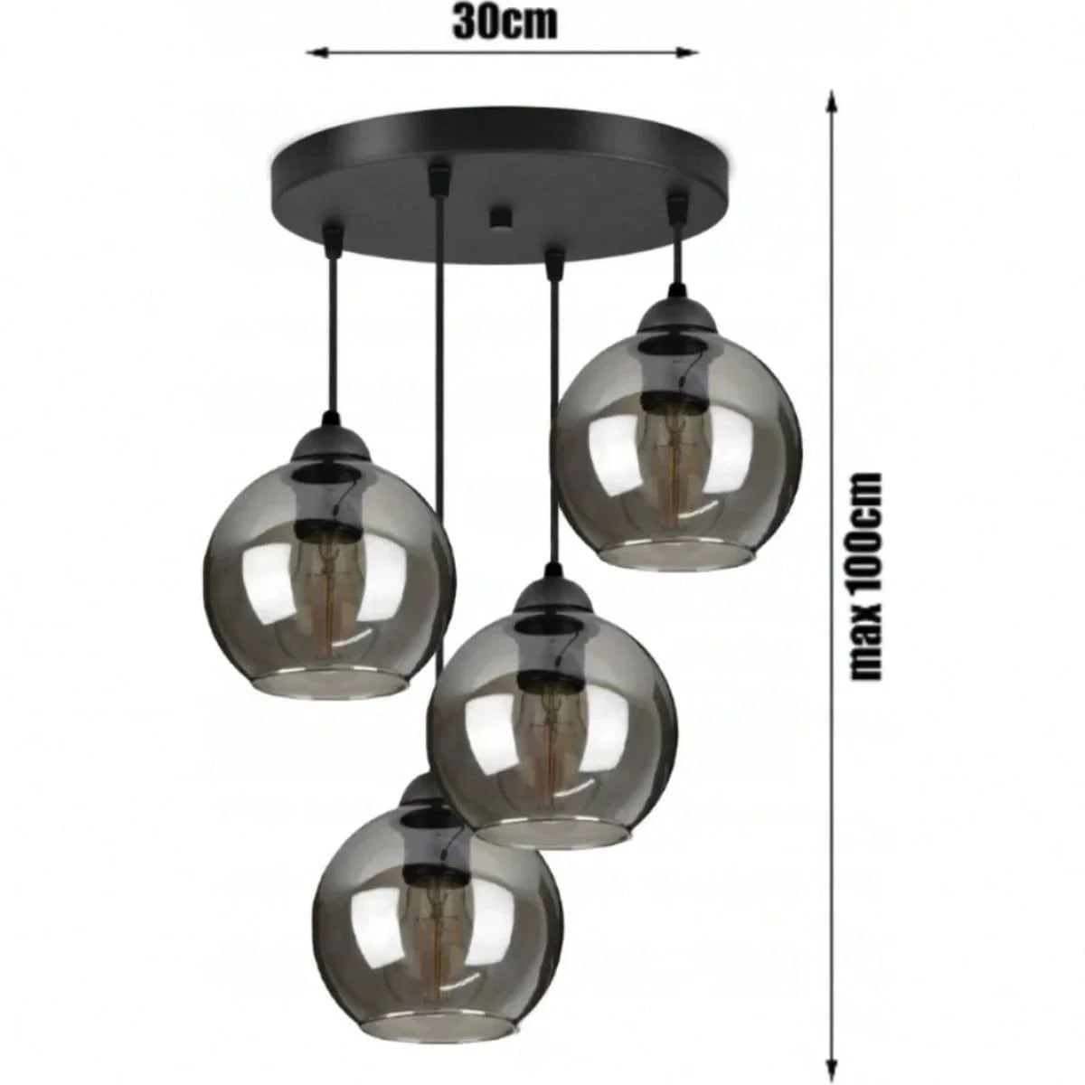 Moderne glazen hangkroonluchter - Grijze afwerking, armatuur met meerdere lampen