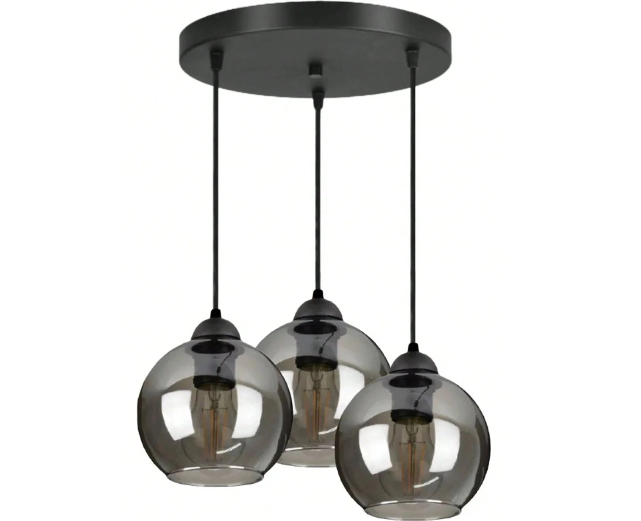 Moderne glazen hangkroonluchter - Grijze afwerking, armatuur met meerdere lampen