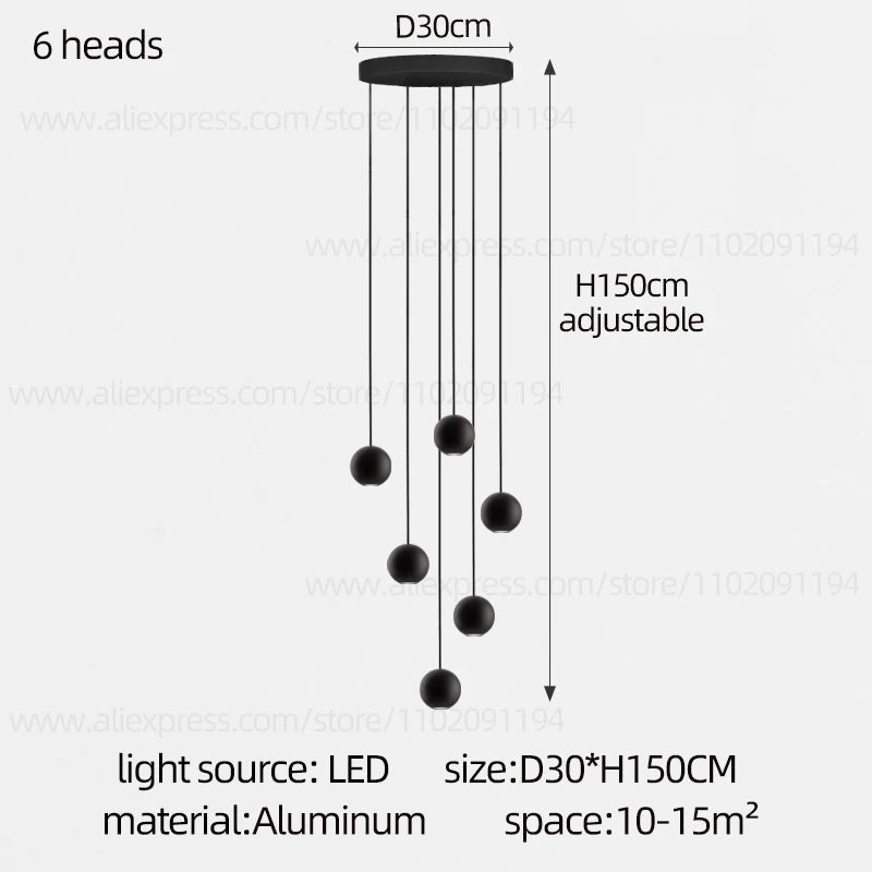 Moderne LED ronde hangkroonluchter - meerlichts trappenhuisarmatuur