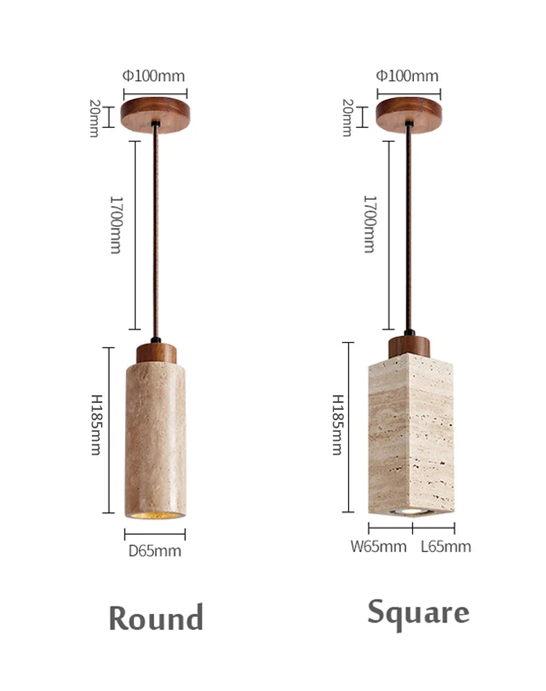 Hanglamp van natuurlijk travertijn - Japanse Wabi-Sabi stenen lamp