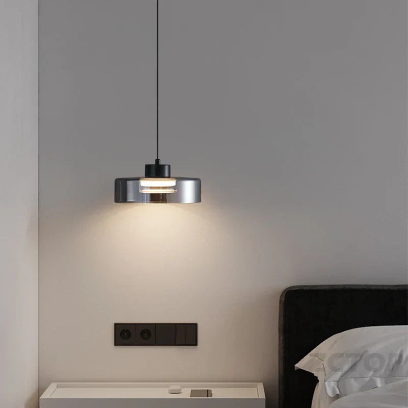 Minimalistische glazen led-hanglamp zwart