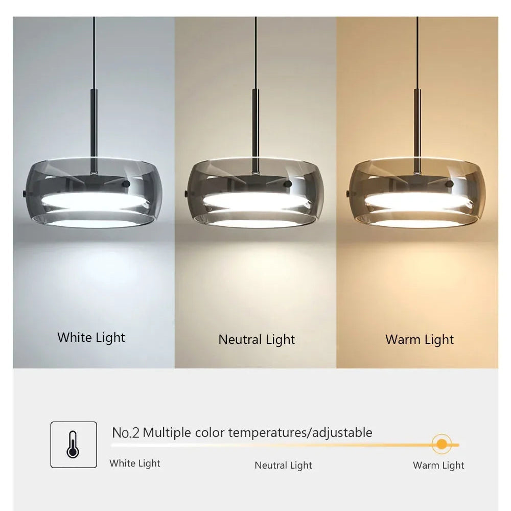 Glazen hanglamp - moderne LED-kroonluchter voor woon- en eetkamer