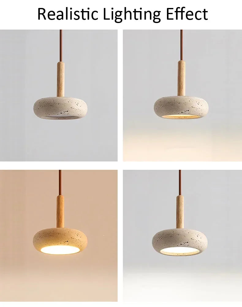 Wabi Sabi Stone Hanglamp - Ronde LED Kroonluchter voor Eetkamer & Woonkamer