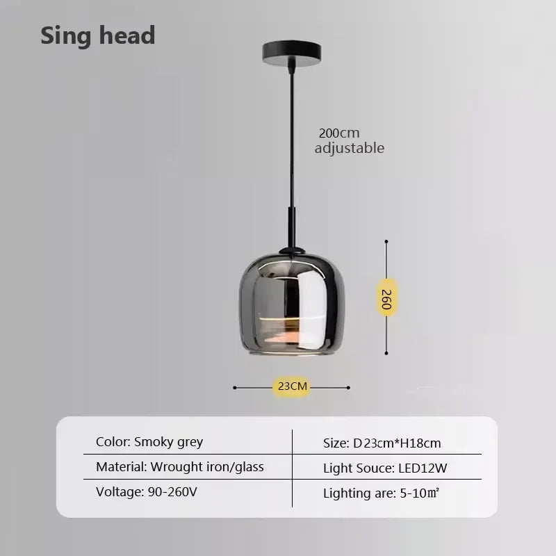 Glazen hanglamp - moderne LED-kroonluchter voor woon- en eetkamer