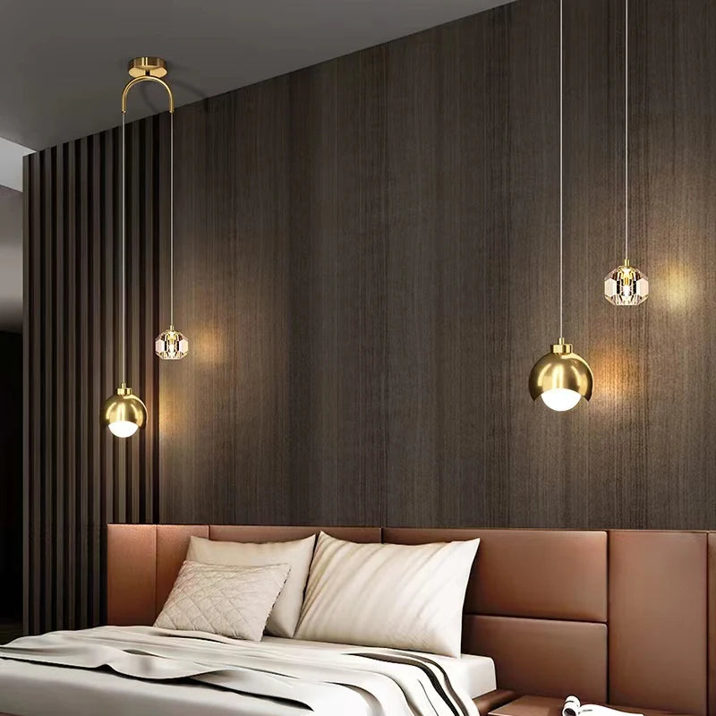 Boogarm Kristallen Hanglamp – Zwart & Goud