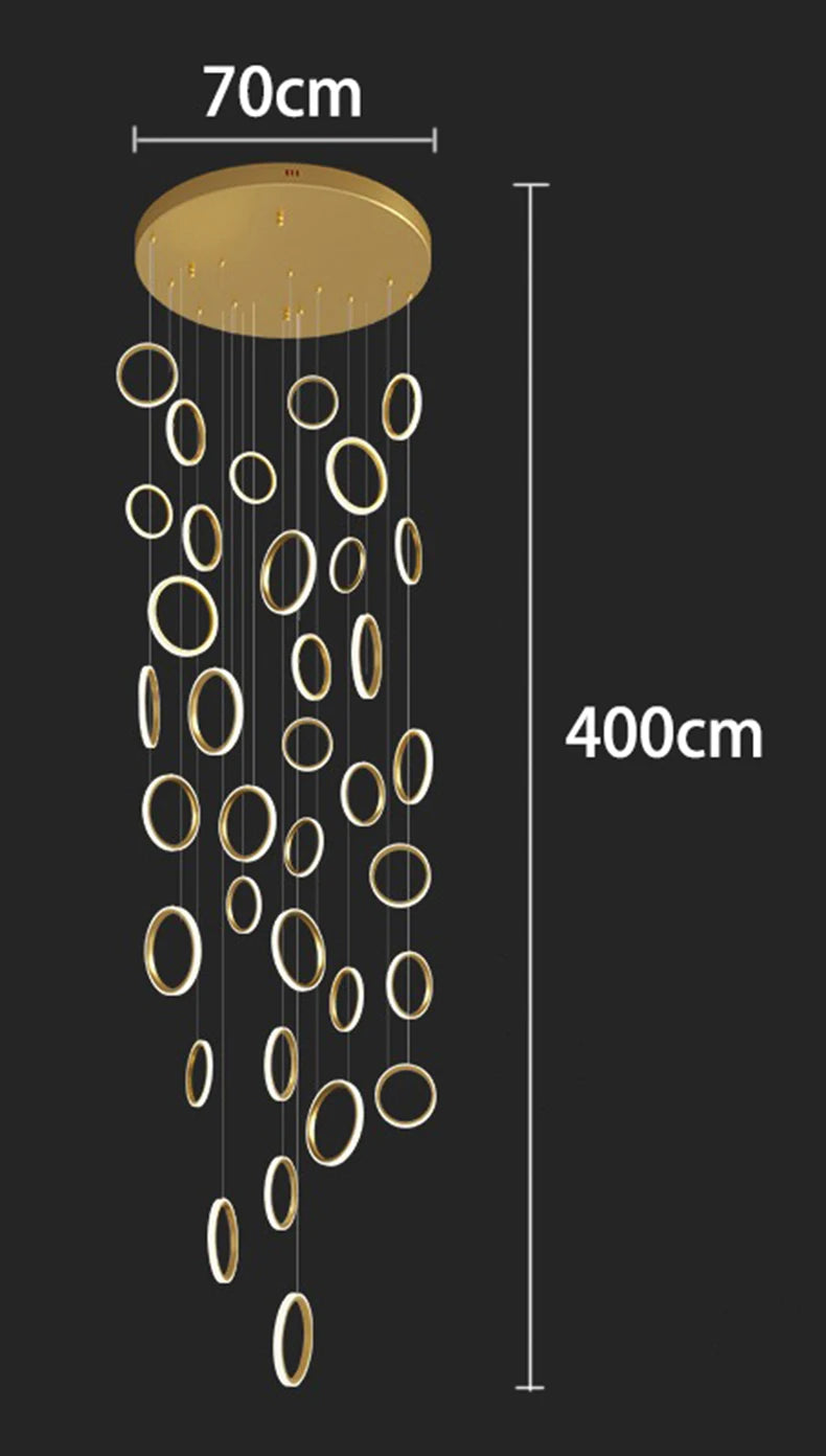 Treppenhaus-Kronleuchter mit Kristallring – Modern für Treppenhäuser und hohe Decken