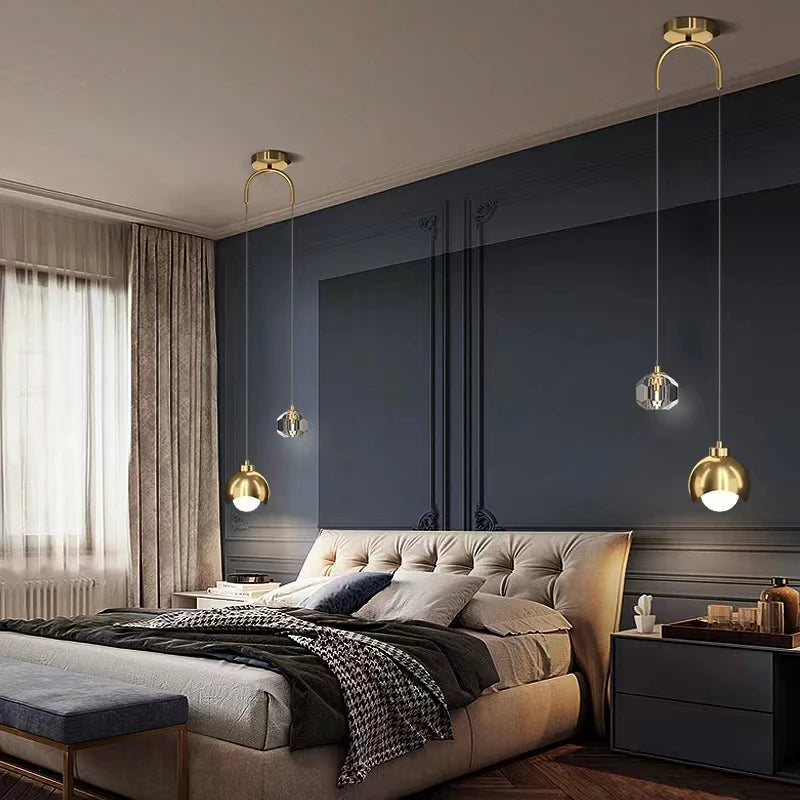 Boogarm Kristallen Hanglamp – Zwart & Goud