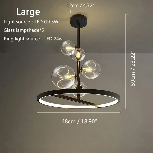 NOSTAGA Glazen Cirkel Hanglamp – LED Kroonluchter