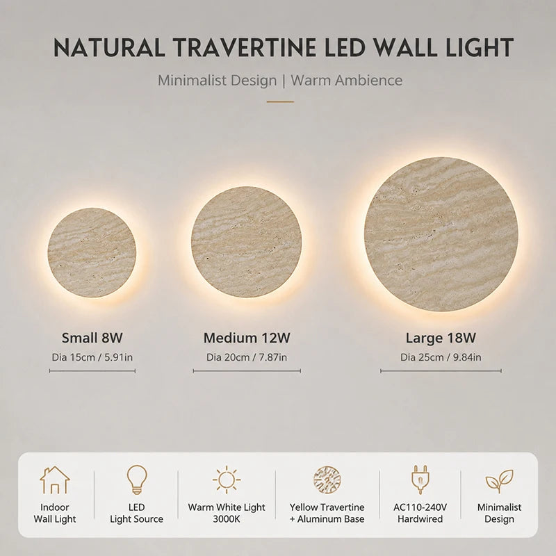 Runde LED-Wandleuchte – Wabi-Sabi-Nachttischleuchte