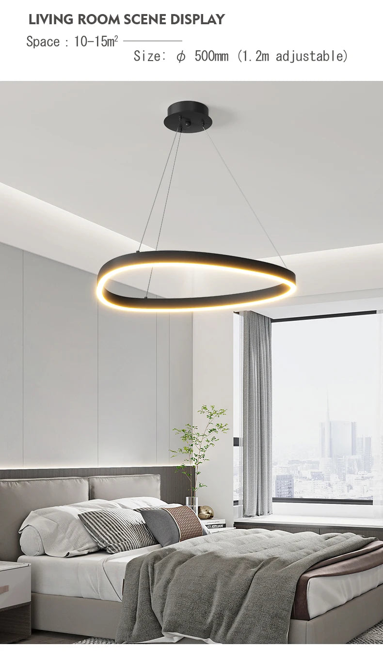 LED-Ring-Kronleuchter – Moderne Pendelleuchte für Wohnzimmer, Schlafzimmer und Esszimmer