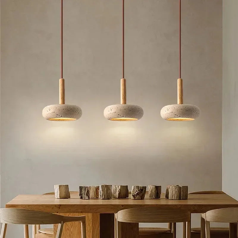 Wabi Sabi Stone Hanglamp - Ronde LED Kroonluchter voor Eetkamer & Woonkamer