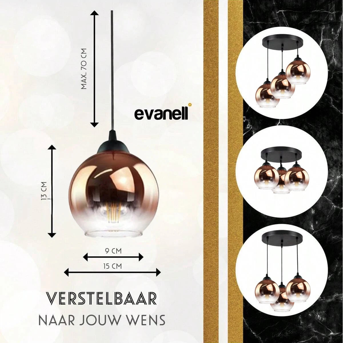 Moderne glazen hangkroonluchter - multifunctionele armatuur voor de eetkamer