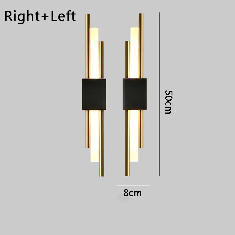 Nordic LED Wall Lamp – Modern Up & Down Sconce | Black/Gold | Bedroom, Living Room, Hallway