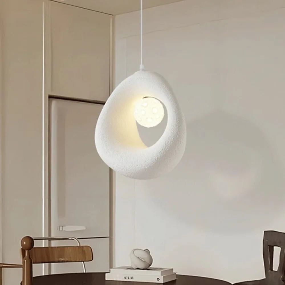 Moderne Wabi-Sabi hanglamp - Witte getextureerde plafondlamp