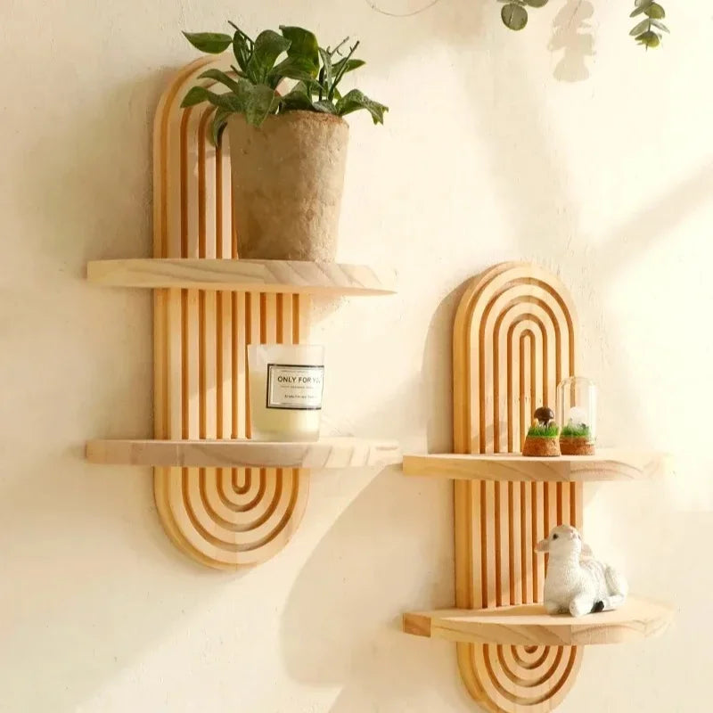 Boho Wooden Wall Shelf