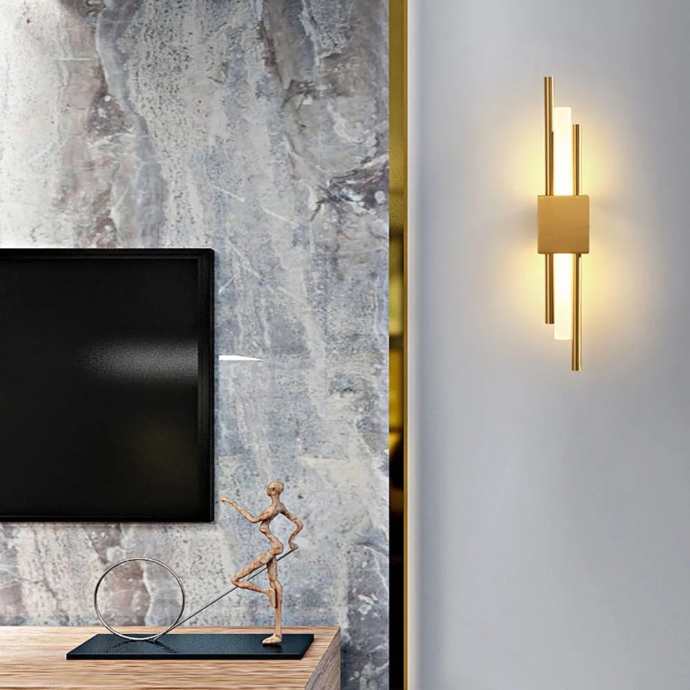 Nordic LED Wall Lamp – Modern Up & Down Sconce | Black/Gold | Bedroom, Living Room, Hallway