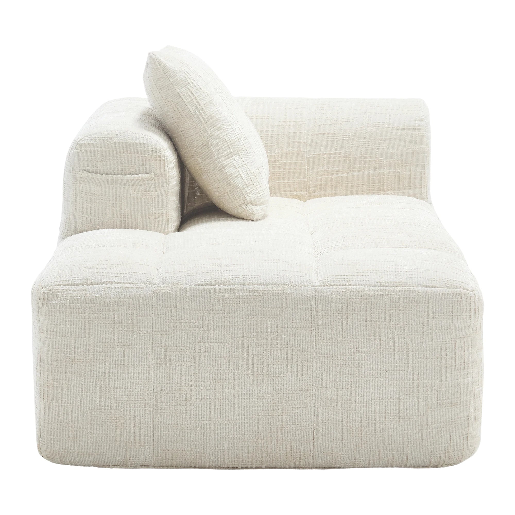 Luxe beige chenille chaise longue bank - 2-zits met opbergvakken
