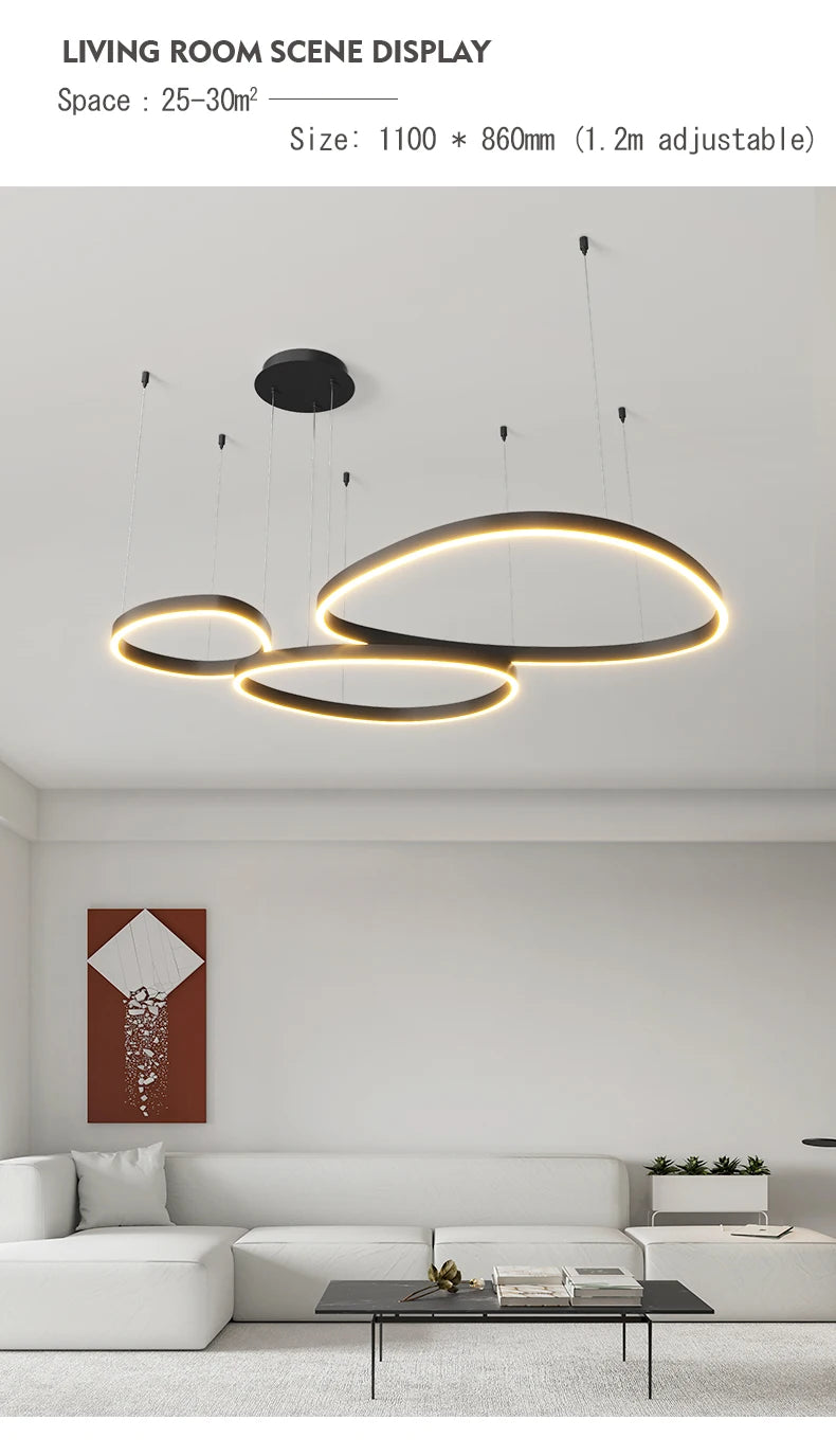 LED-Ring-Kronleuchter – Moderne Pendelleuchte für Wohnzimmer, Schlafzimmer und Esszimmer