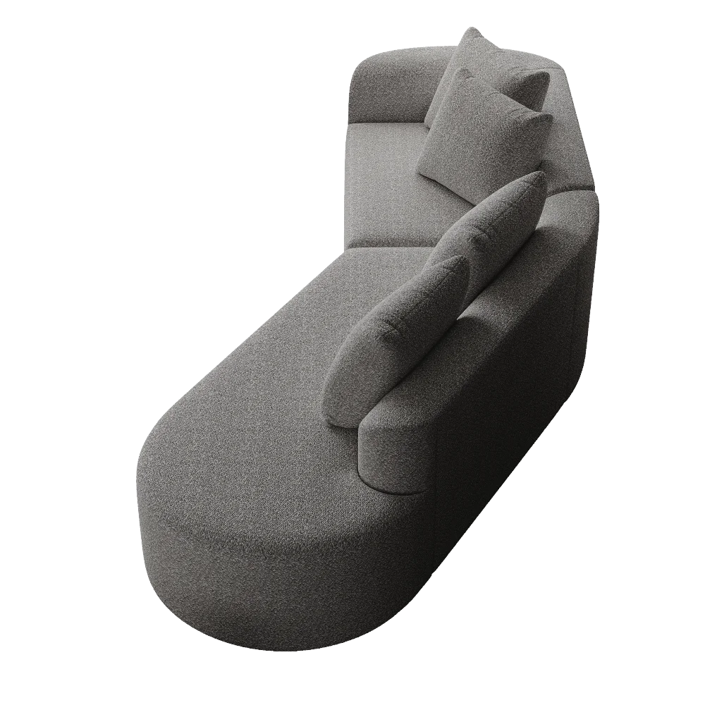 Luxe donkergrijze chenille cloudbank - 4-zits gebogen hoekbank