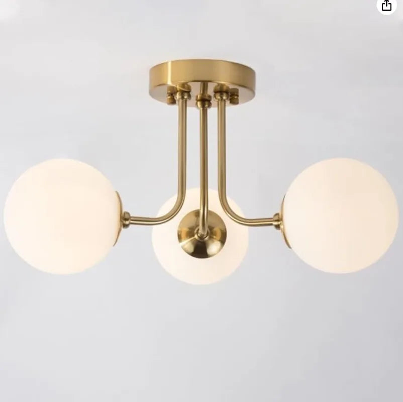 Nordic glazen bol plafondlamp - moderne smeedijzeren plafondlamp voor slaapkamer en gang