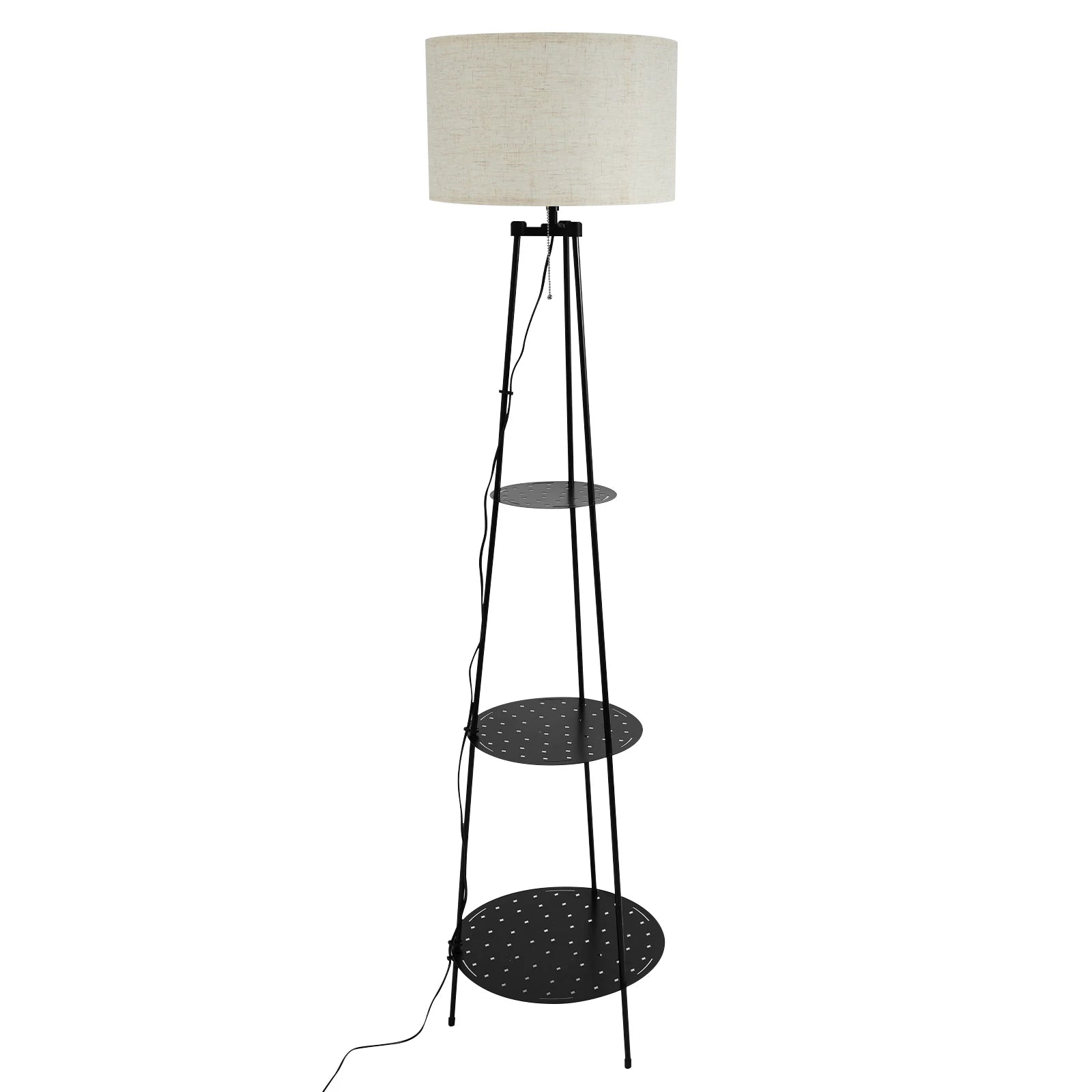 Moderne staande lamp met 3-laags plank - E27 staande lamp met opbergruimte