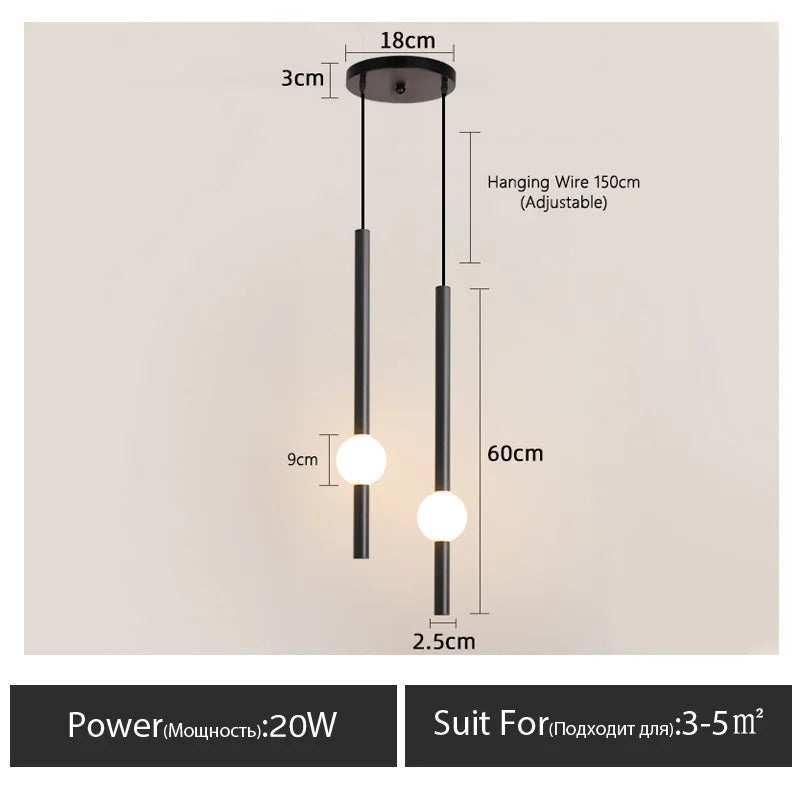Minimalistische hanglamp naast het bed - moderne LED-lamp met één kop