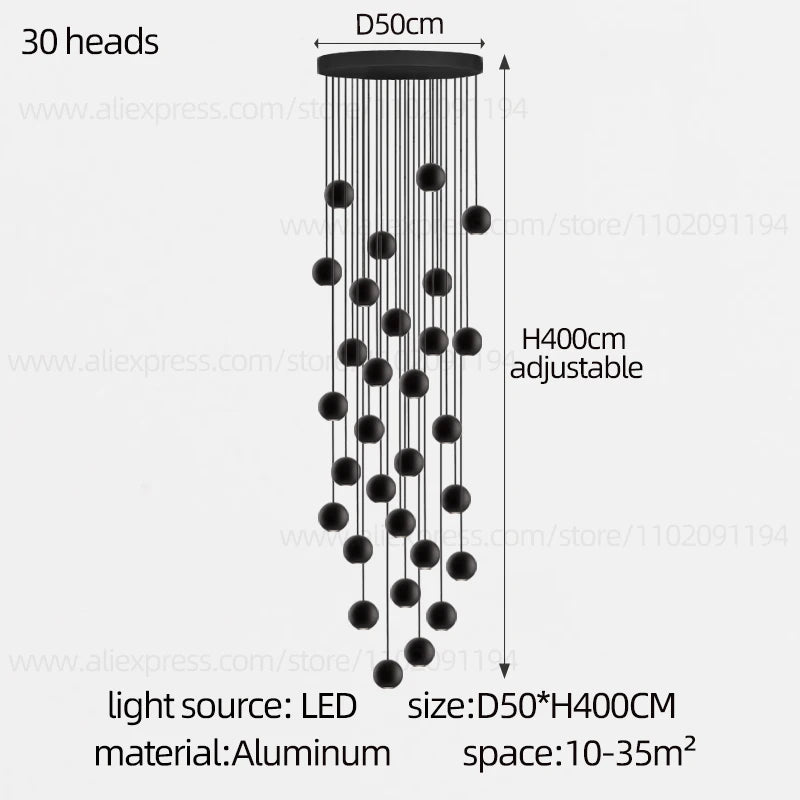 Moderne LED ronde hangkroonluchter - meerlichts trappenhuisarmatuur