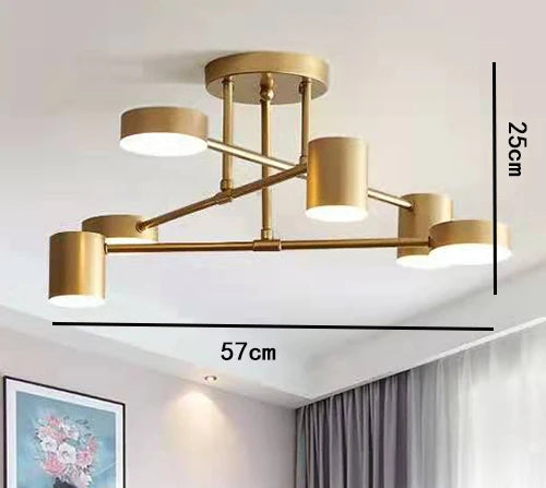 Moderne industriële plafondlamp - 6-lichts metalen armatuur